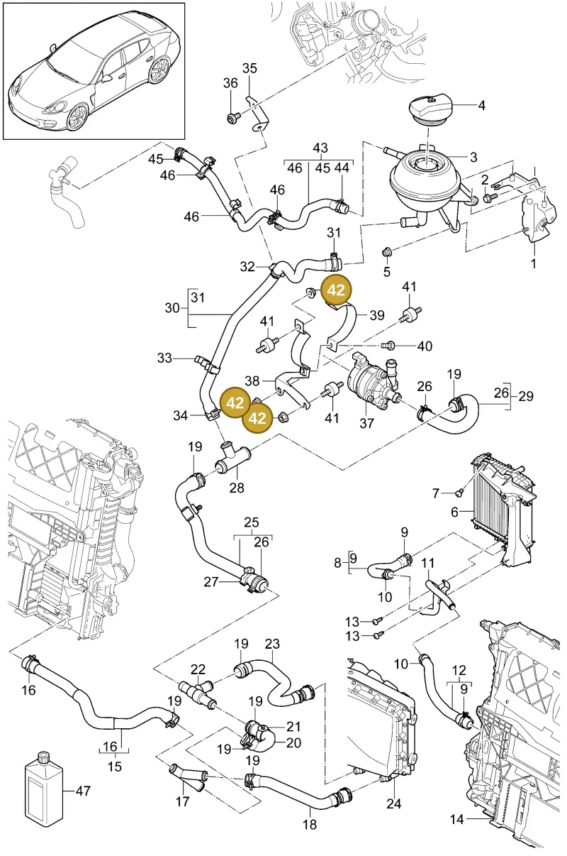 90037701001 — Porsche Panamera (2009-2016) diagram p35105055, position 42
