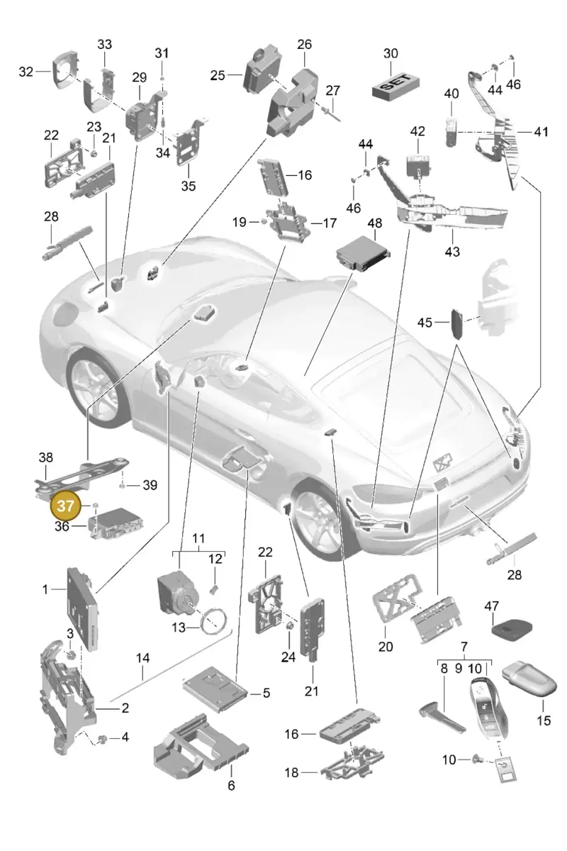 90037701001 — Porsche Cayman (2016-2019) diagram p50901004, position 37