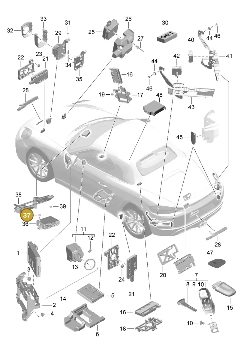 90037701001 — Porsche Boxster (2016-2019) diagram p48901004, position 37