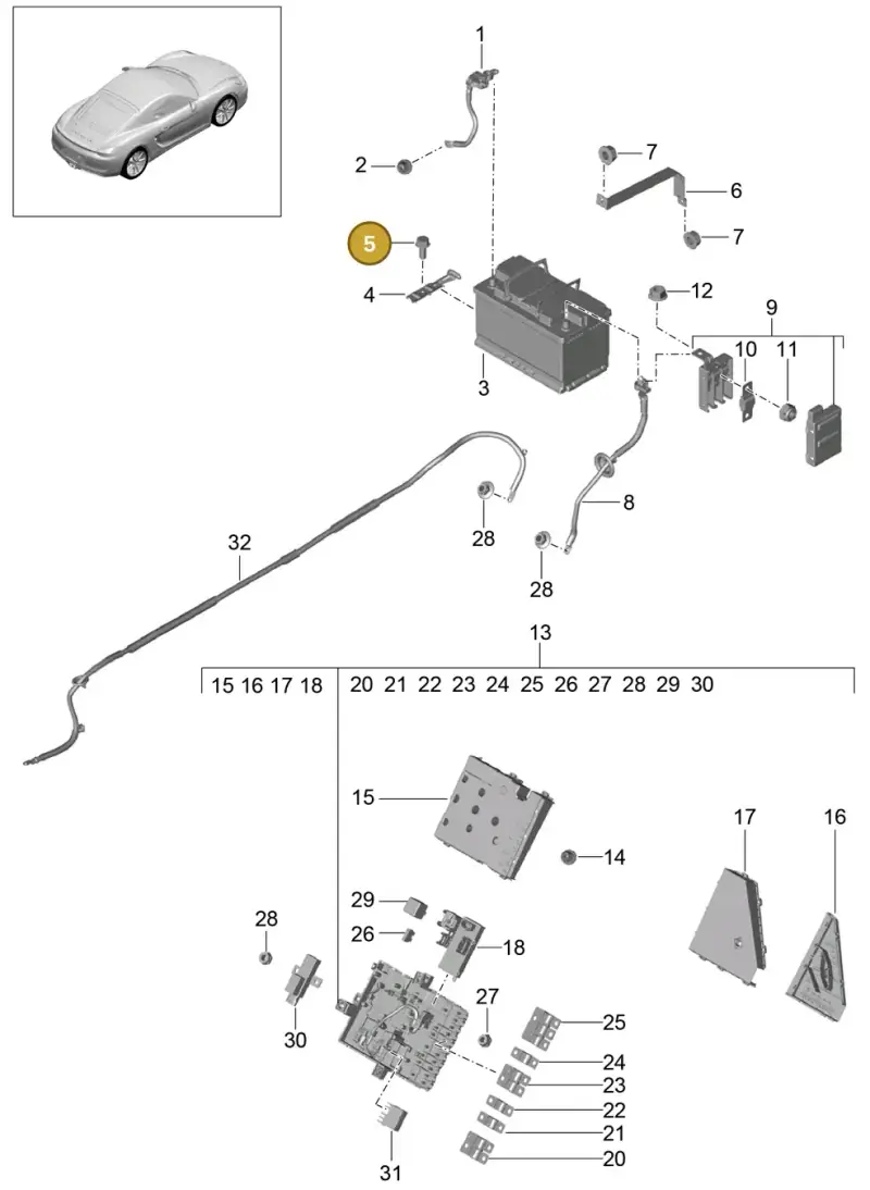 90037801701 — Porsche Cayman (2013-2016) diagram p40902006, position 5
