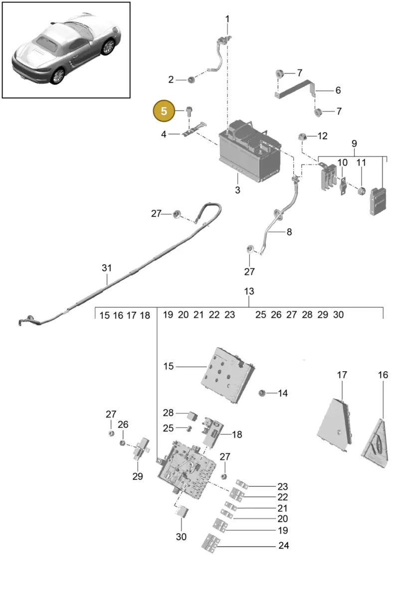 90037801701 — Porsche Boxster (2016-2019) diagram p48902006, position 5