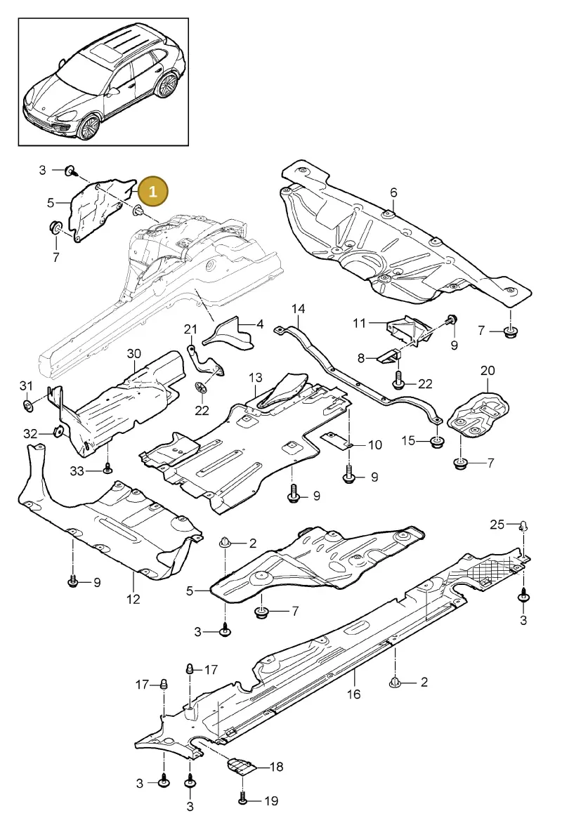 95850461601 — Porsche Cayenne (2010-2018) diagram p37801070, position 1