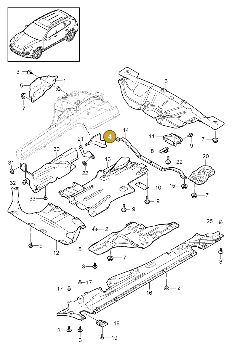 95850464400 — Porsche Cayenne (2010-2018) diagram p37801070, position 4
