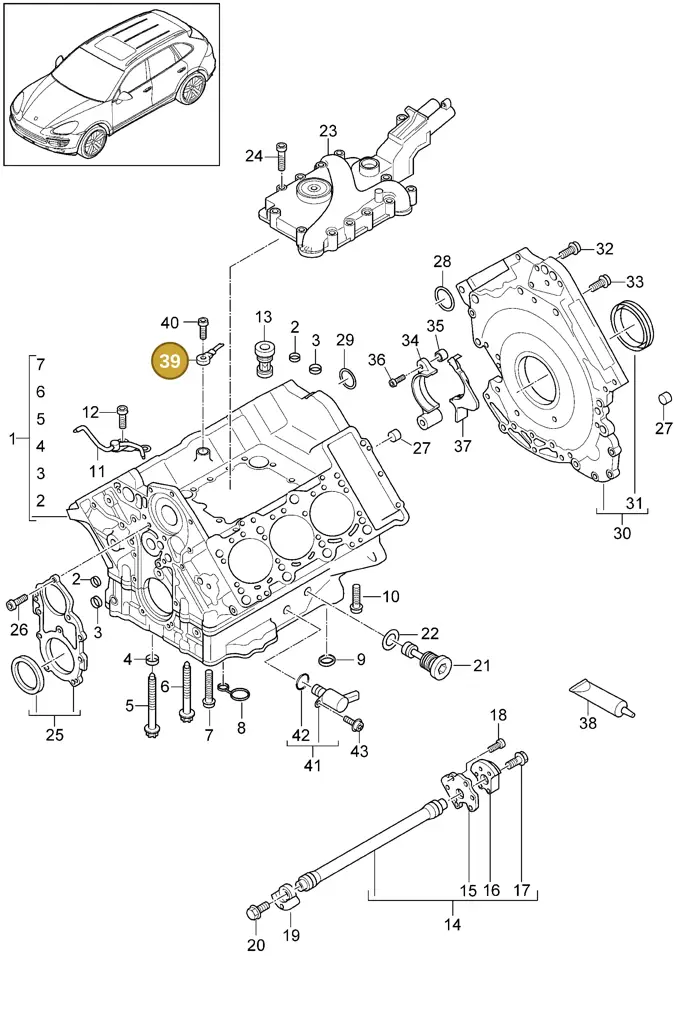 95860612111 — Porsche Cayenne (2010-2018) diagram p37101070, position 39