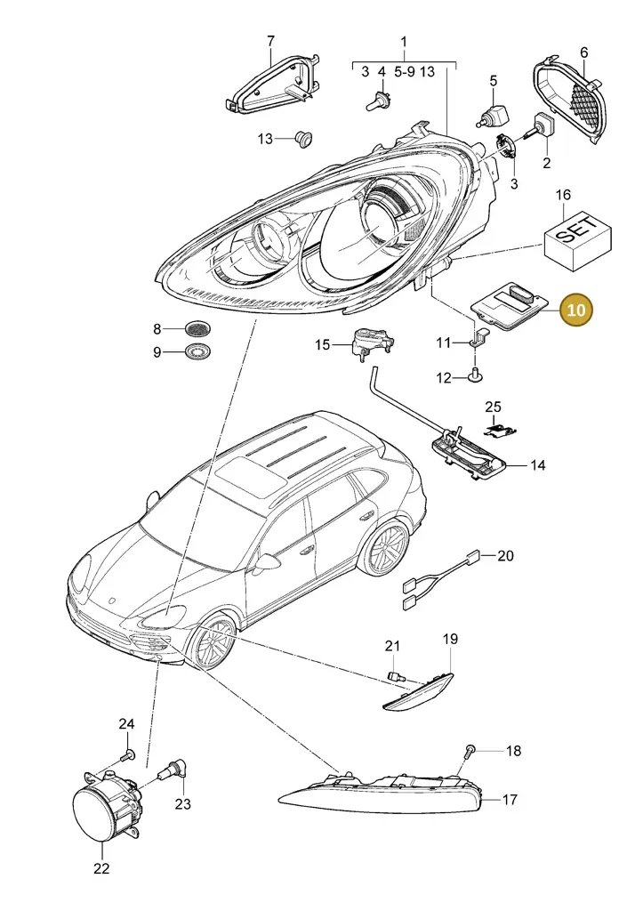 95861838101 — Porsche Cayenne (2010-2018) diagram p37905000, position 10