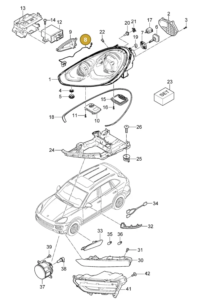 95863107000 — Porsche Cayenne (2010-2018) diagram p37905000, position 8