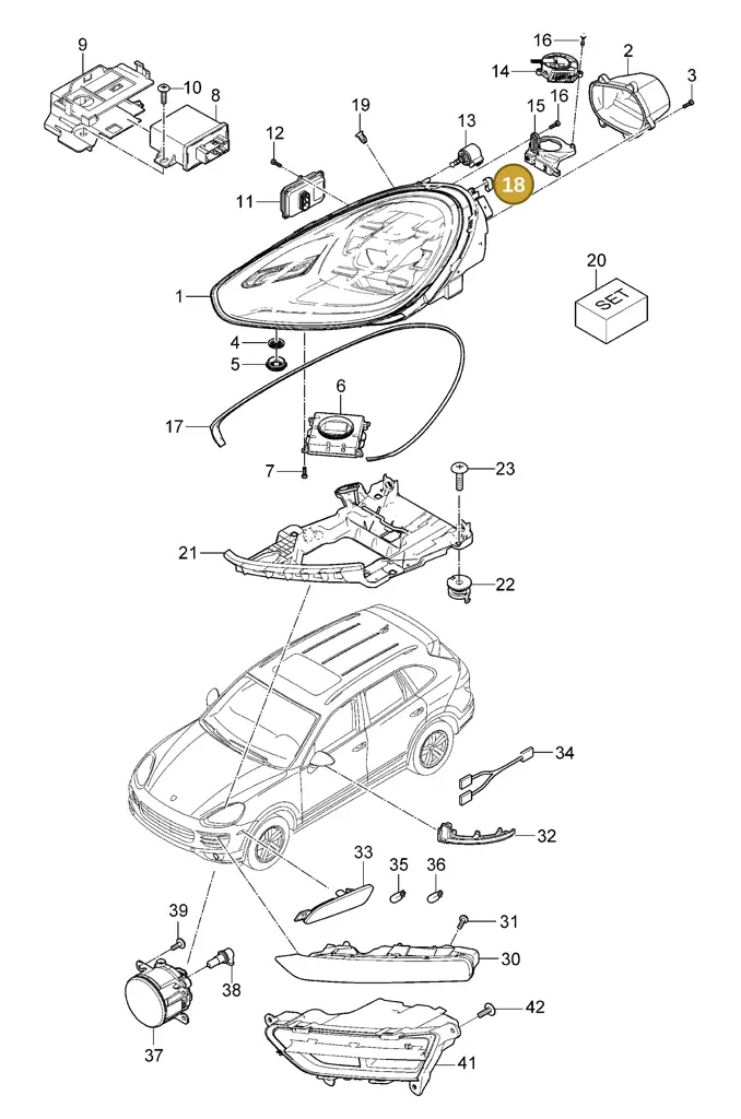 95863107500 — Porsche Cayenne (2010-2018) diagram p37905000, position 18+19