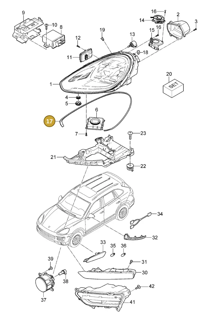 95863111900 — Porsche Cayenne (2010-2018) diagram p37905000, position 17+18
