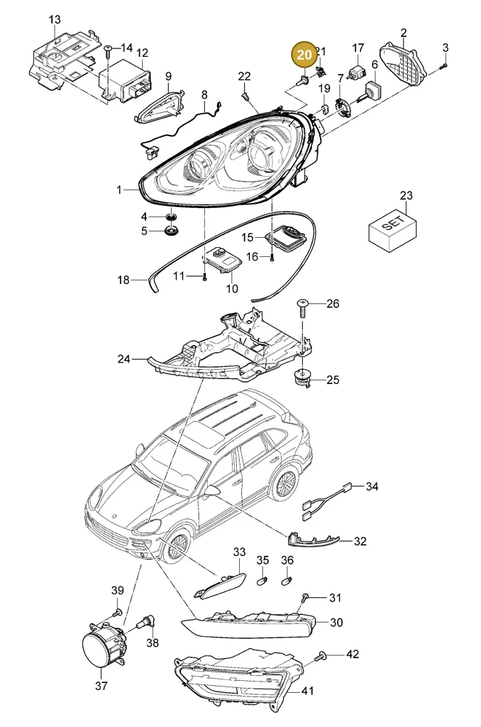 95863116500 — Porsche Cayenne (2010-2018) diagram p37905000, position 20