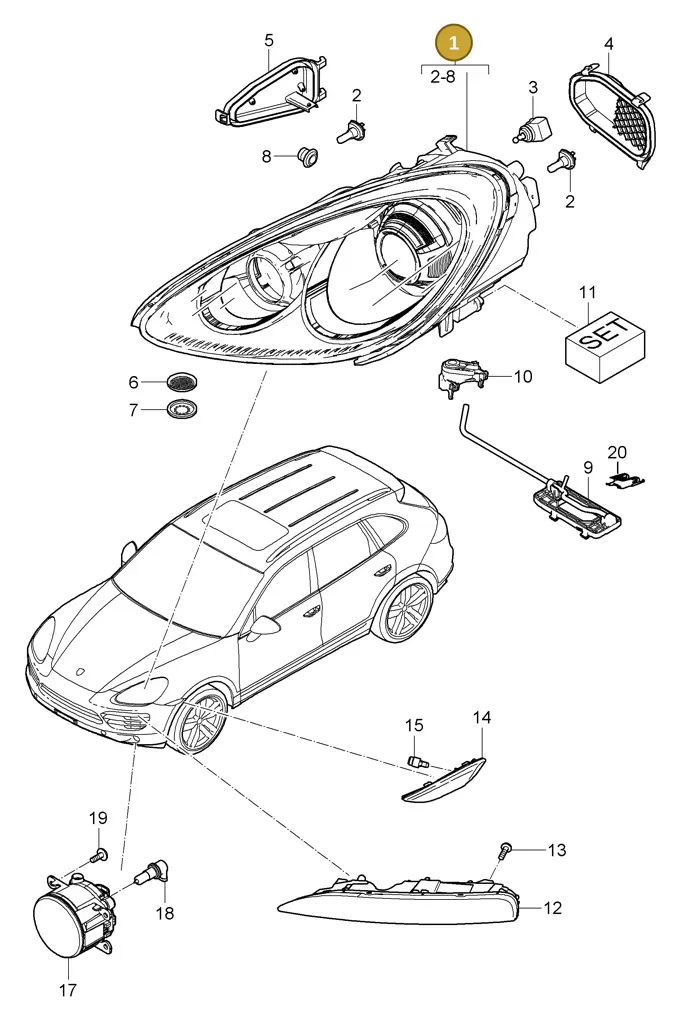 95863117412 — Porsche Cayenne (2010-2018) diagram p37905000, position 1