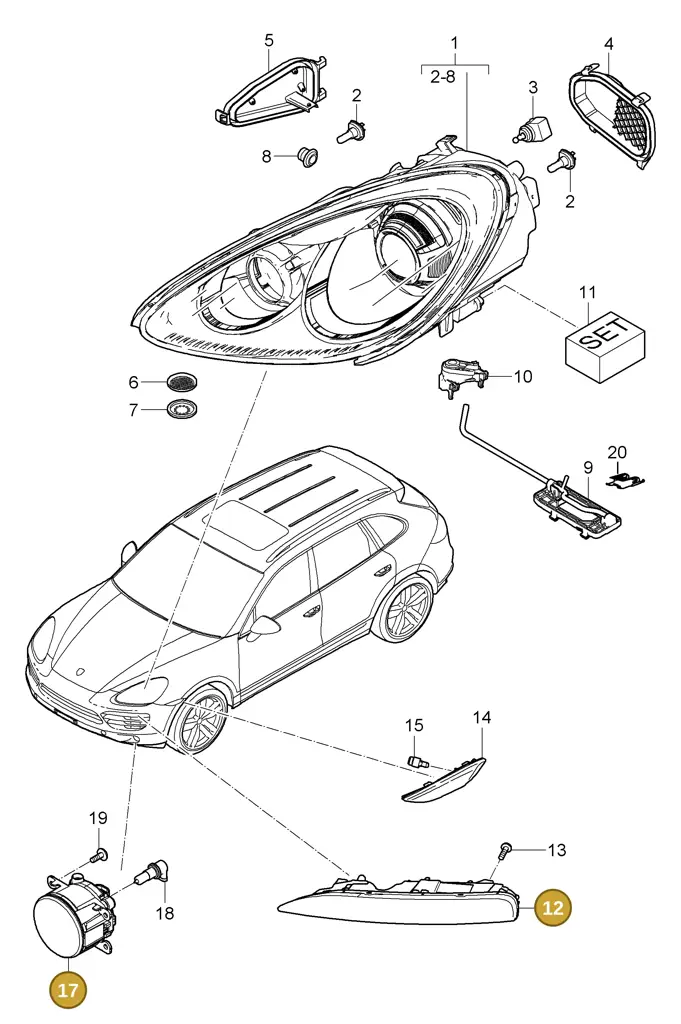 95863118200 — Porsche Cayenne (2010-2018) diagram p37905000, position 12+17