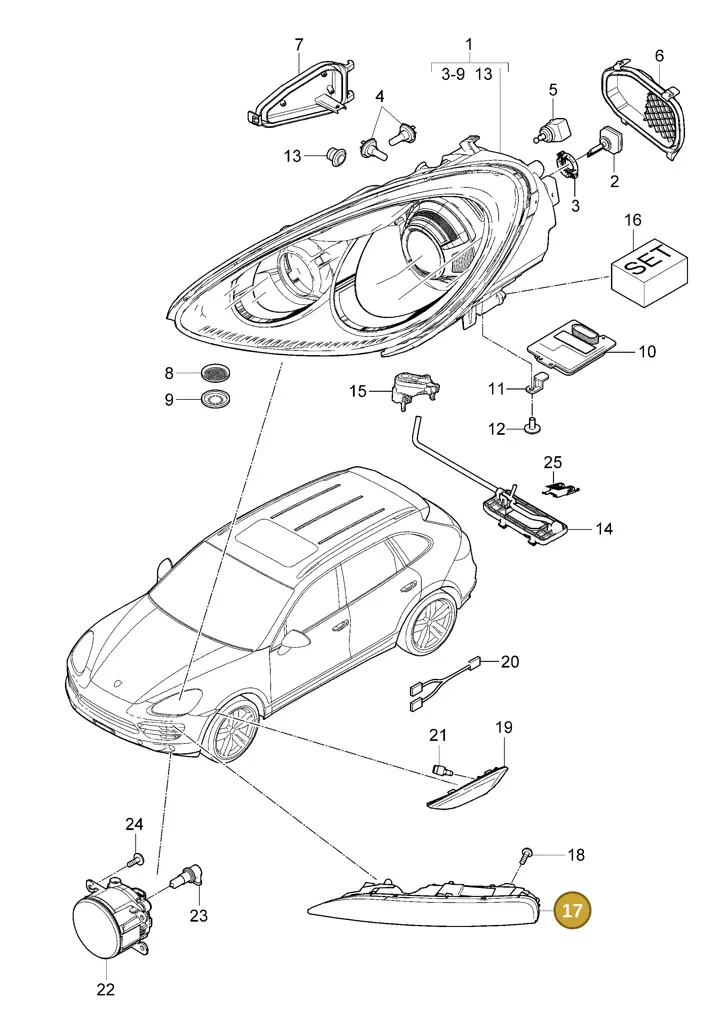 95863118220 — Porsche Cayenne (2010-2018) diagram p37905000, position 17