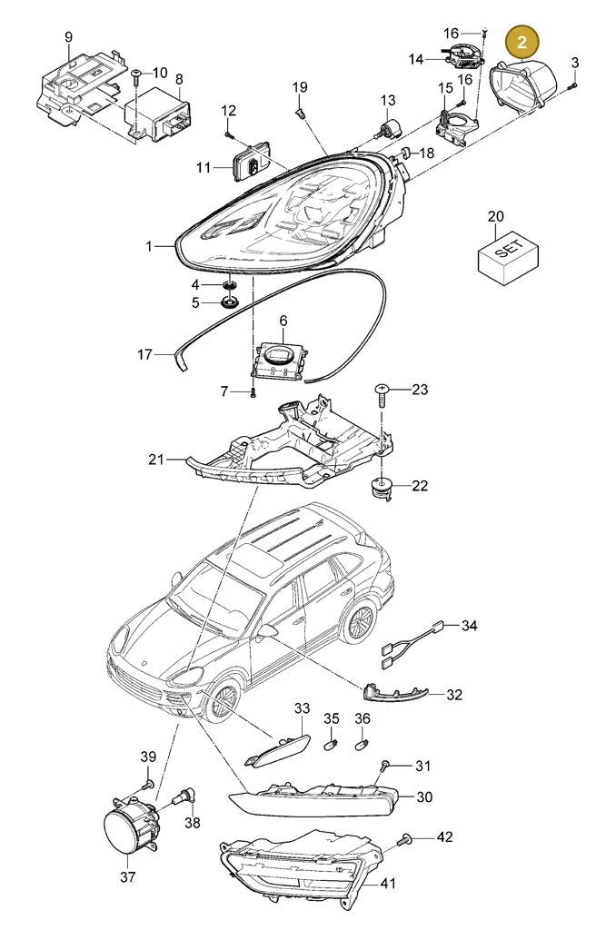 95863123900 — Porsche Cayenne (2010-2018) diagram p37905000, position 2
