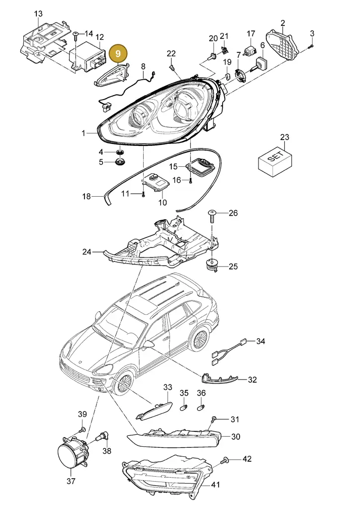 95863160800 — Porsche Cayenne (2010-2018) diagram p37905000, position 9