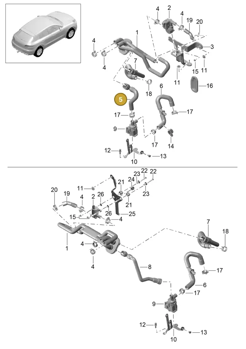 95B819334 — Porsche Macan GTS (2013-2018) diagram p44813005, position 5
