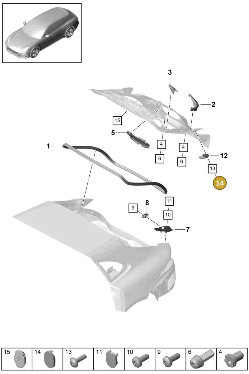 95B827751 — Porsche Panamera (2016-2020) diagram p49803011, position 14
