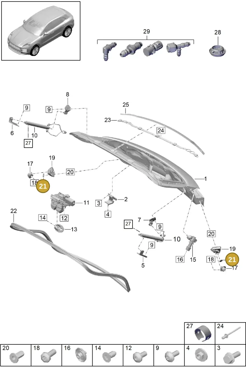 95B827751 — Porsche Macan (2018-2022) diagram p52000169, position 21