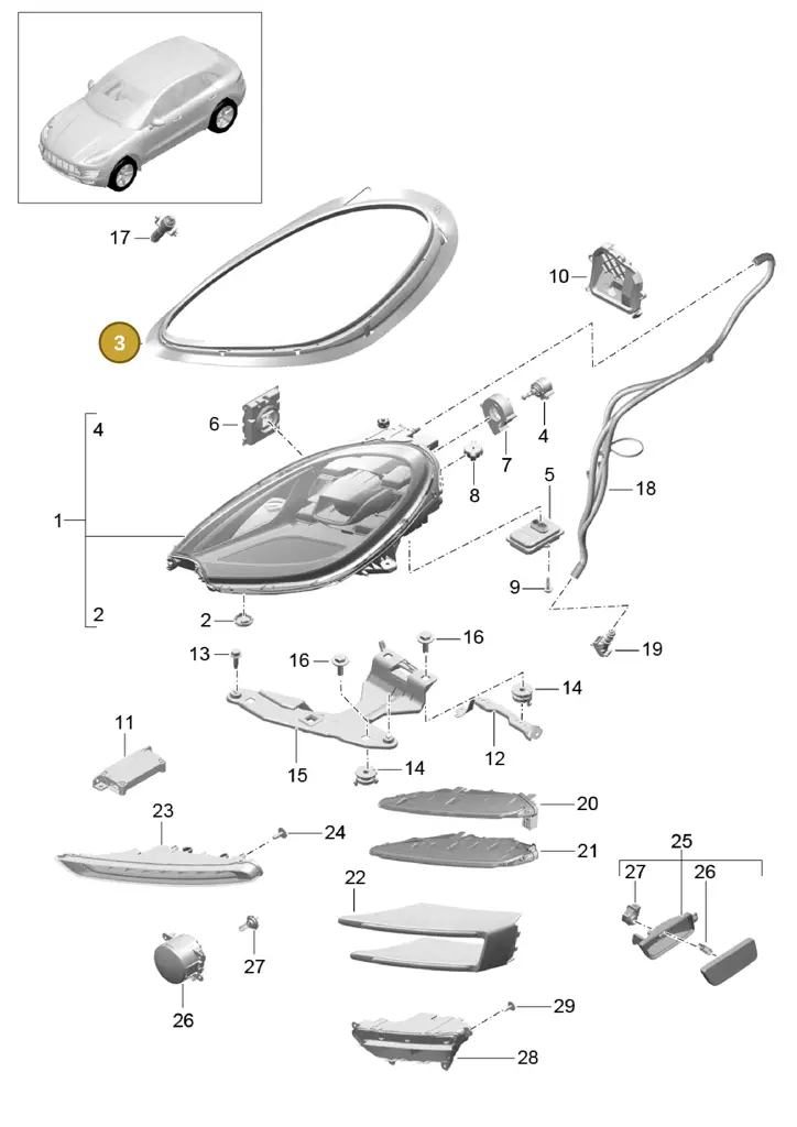 95B941323D — Porsche Macan (2013-2018) diagram p44905000, position 3