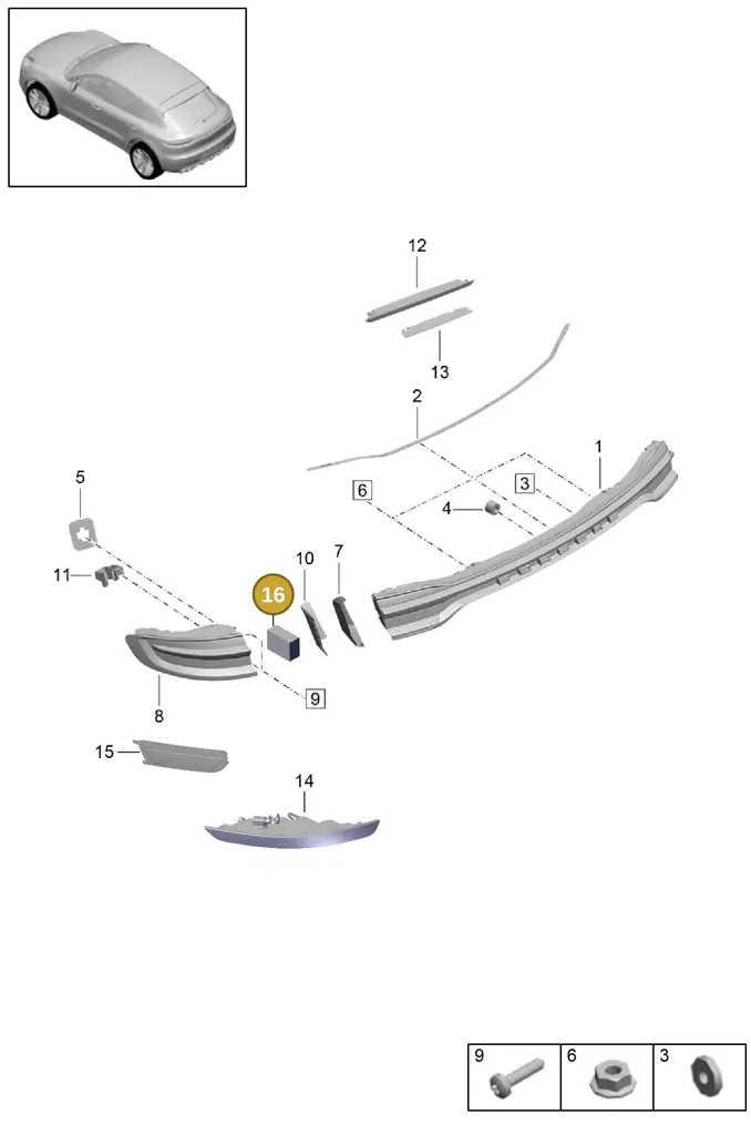 95B945369B — Porsche Macan (2018-2022) diagram p52000220, position 16