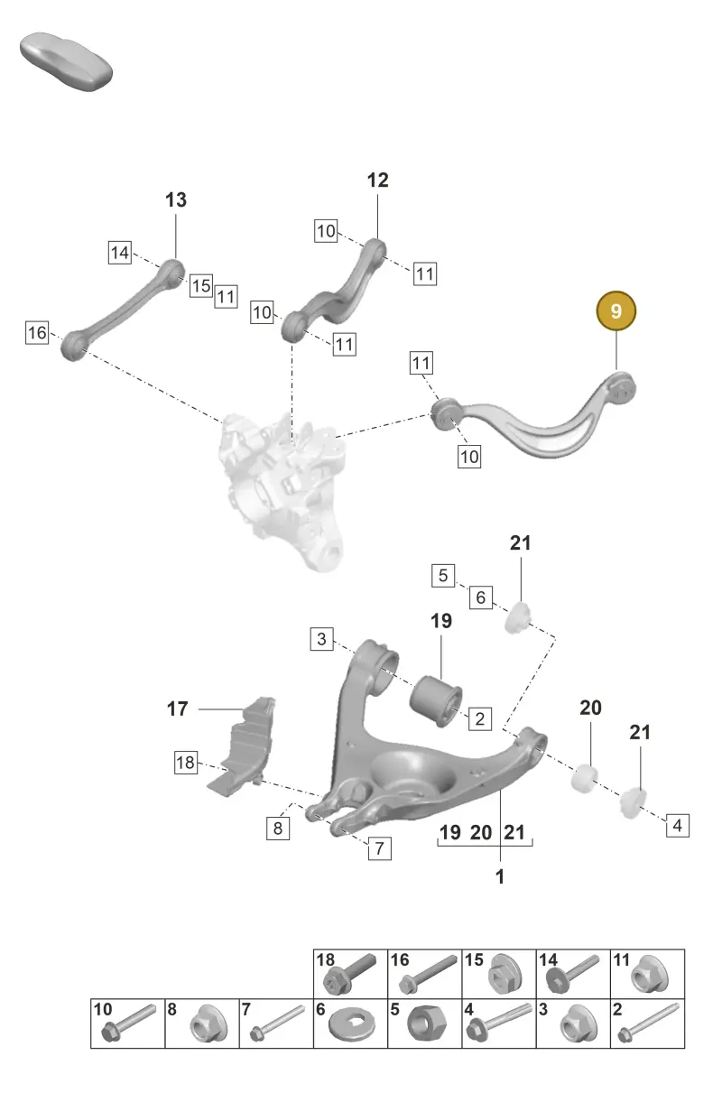 971505397A — Porsche Panamera (2020-2023) diagram p58501050, position 9