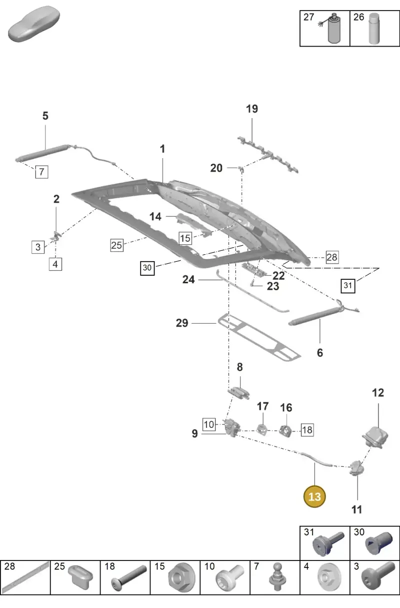 971827535A — Porsche Panamera (2020-2023) diagram p58803100, position 13