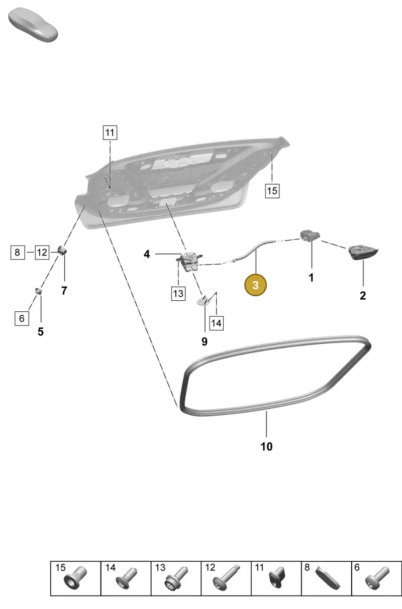 971827535A — Porsche Taycan Sport Turismo (2023-2025) diagram p64803120, position 3