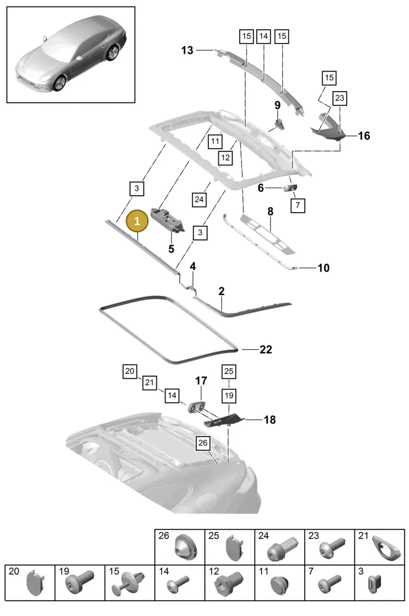 971827594 — Porsche Panamera (2016-2020) diagram p49803010, position 1
