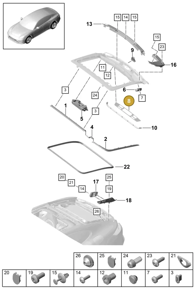 971853041AOK1 — Porsche Panamera (2016-2020) diagram p49803010, position 8