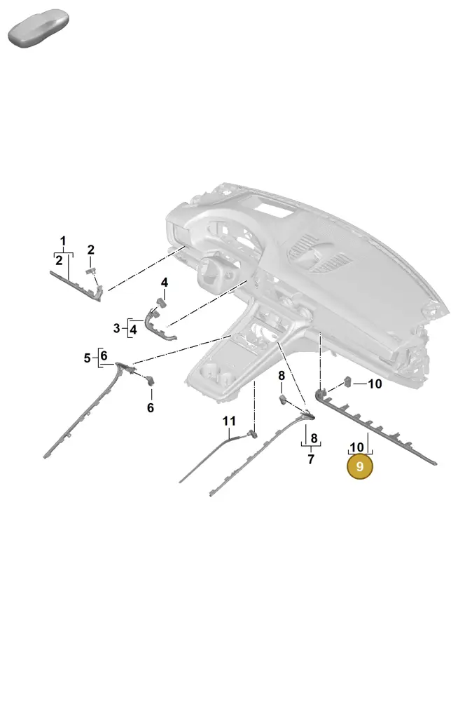 977947209C — Porsche Panamera (2023-2025) diagram p62905400, position 9