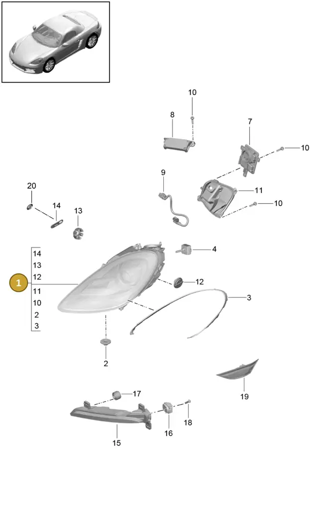982941029S — Porsche Boxster (2016-2019) diagram p48905000, position 1