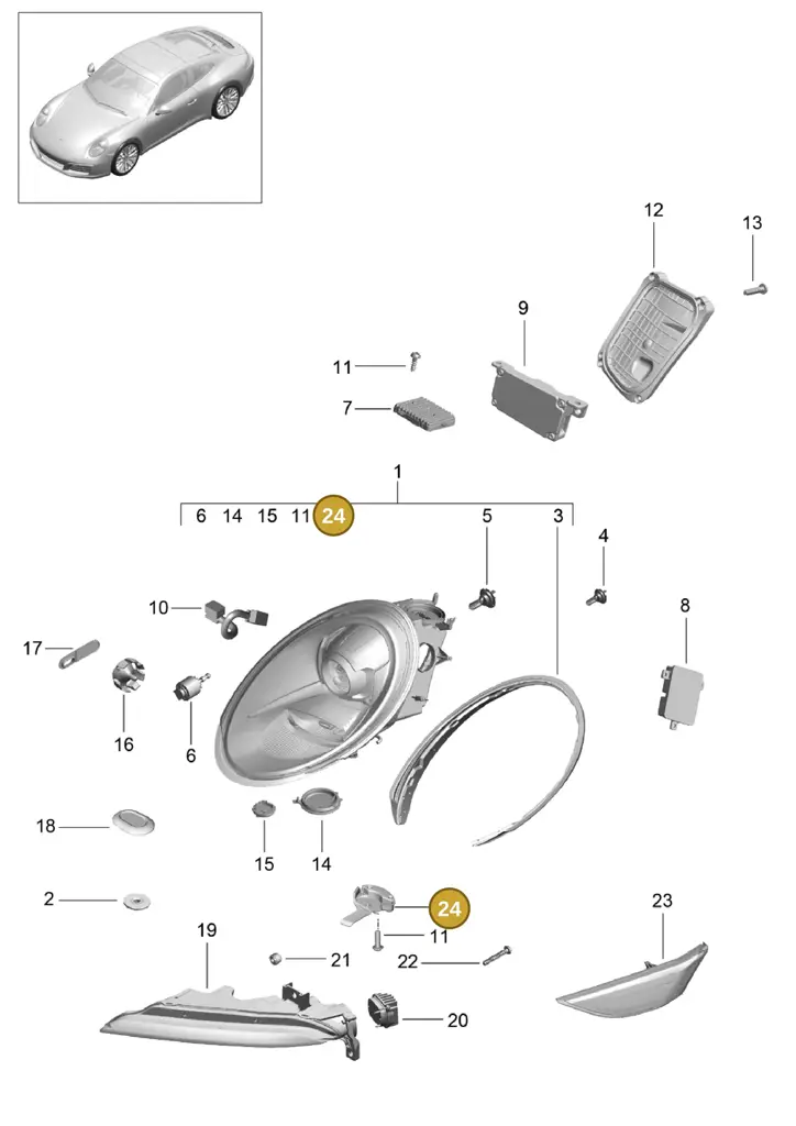 99163120400 — Porsche 911 (2016-2019) diagram p47905000, position 24