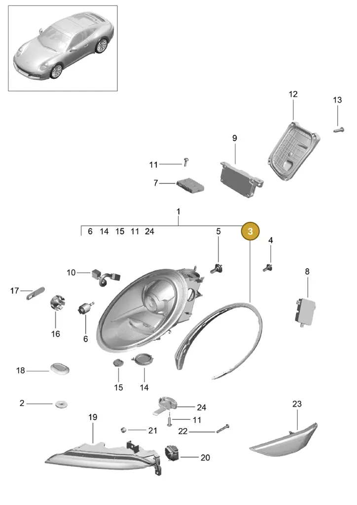 99163131502 — Porsche 911 (2016-2019) diagram p47905000, position 3