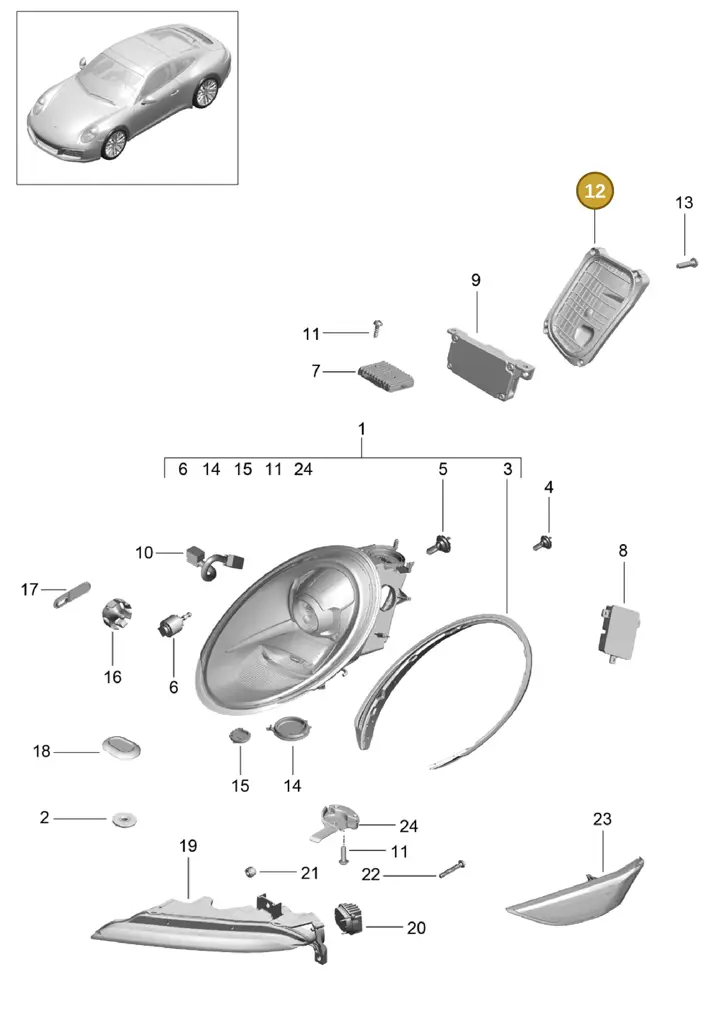 99163134101 — Porsche 911 (2016-2019) diagram p47905000, position 12