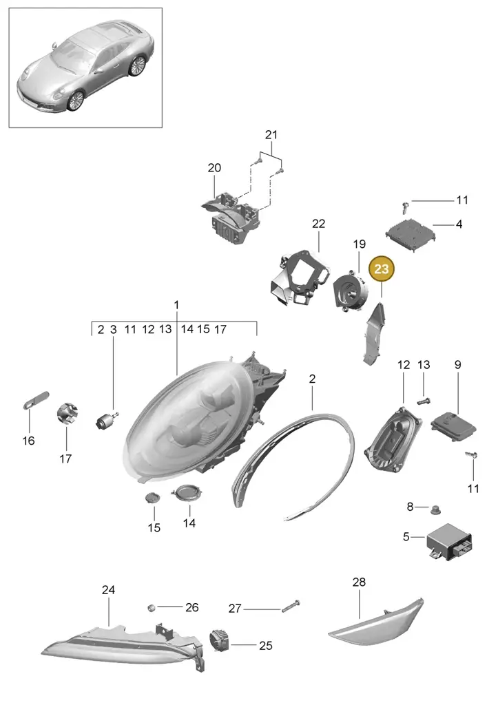 99163139400 — Porsche 911 (2016-2019) diagram p47905003, position 23