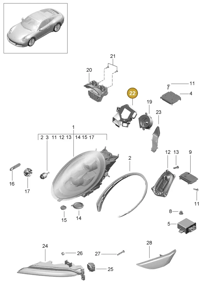 99163139501 — Porsche 911 (2016-2019) diagram p47905003, position 22