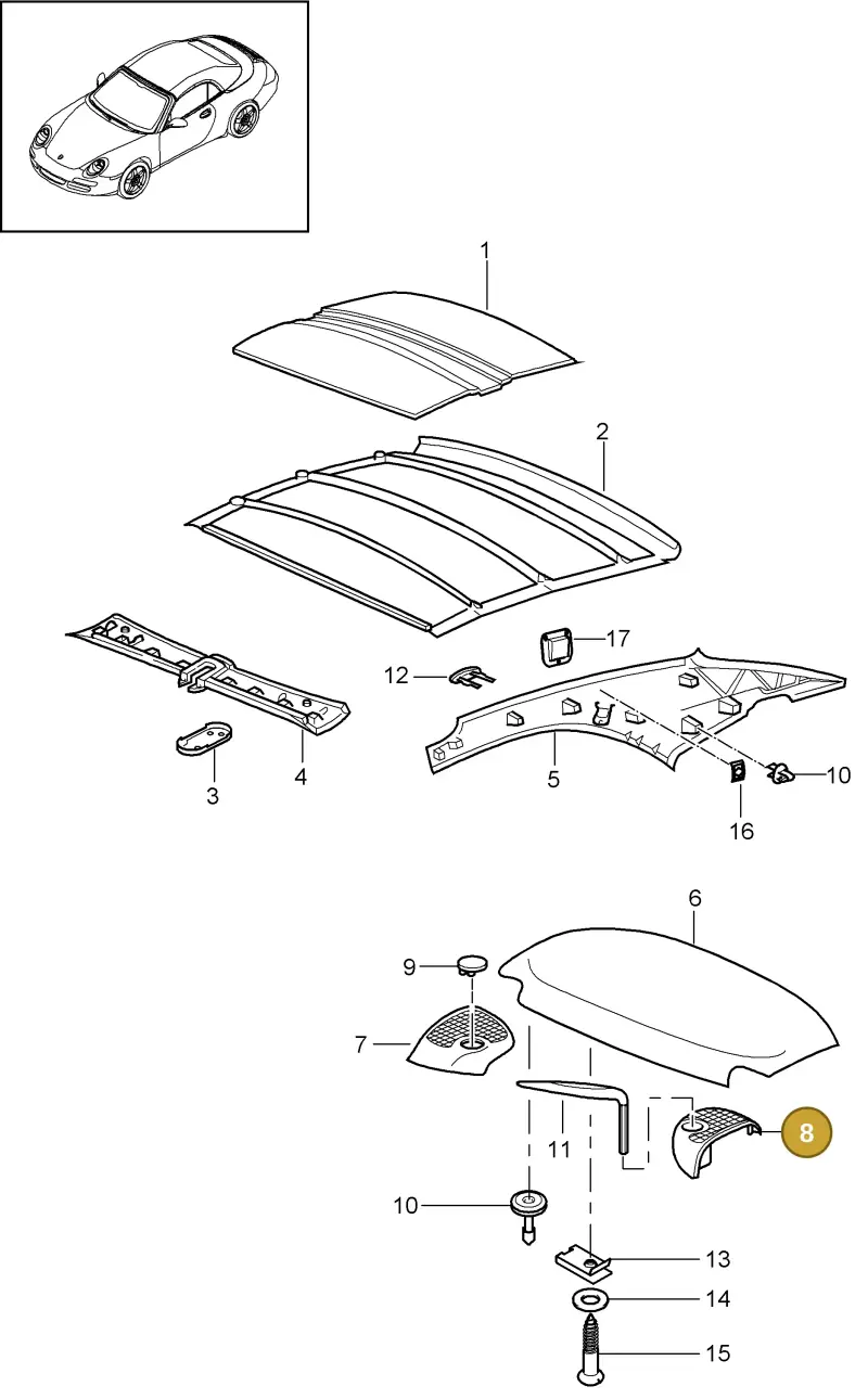 99656355300A10 — Porsche 911 Carrera (2008-2012) diagram p32811017, position 8