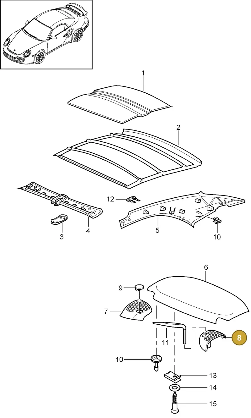 99656355300A10 — Porsche GT2 RS (2009-2012) diagram p36811060, position 8