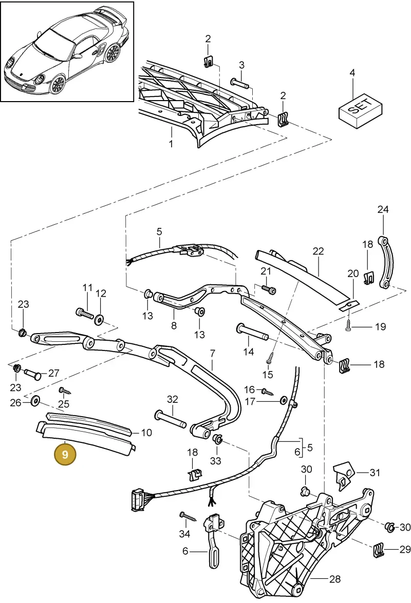 99756135501A09 — Porsche GT2 RS (2009-2012) diagram p36811015, position 9