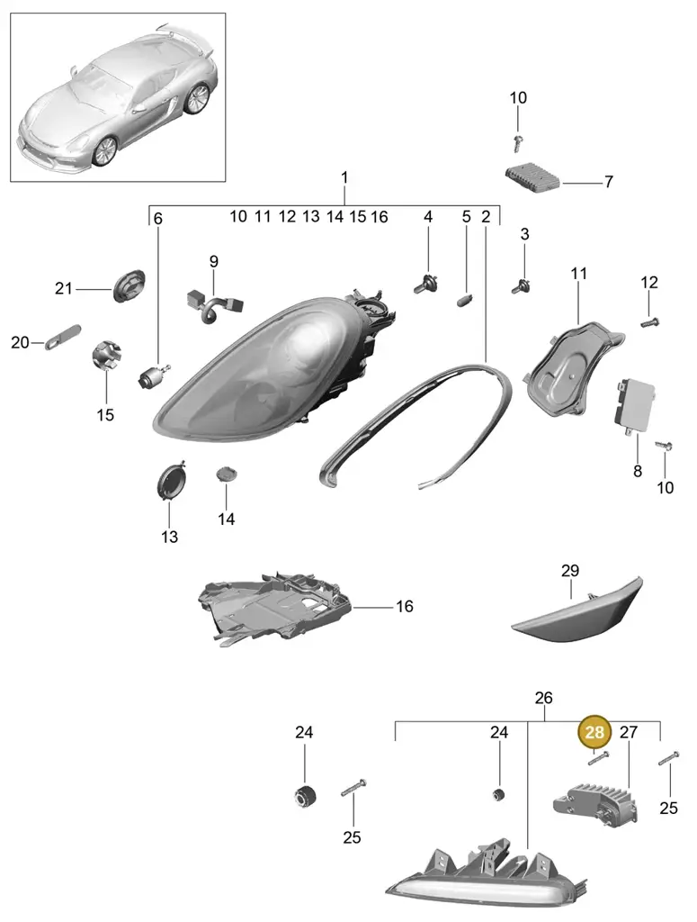 99763129700 — Porsche Cayman GT4 (2015-2016) diagram p45905002, position 28