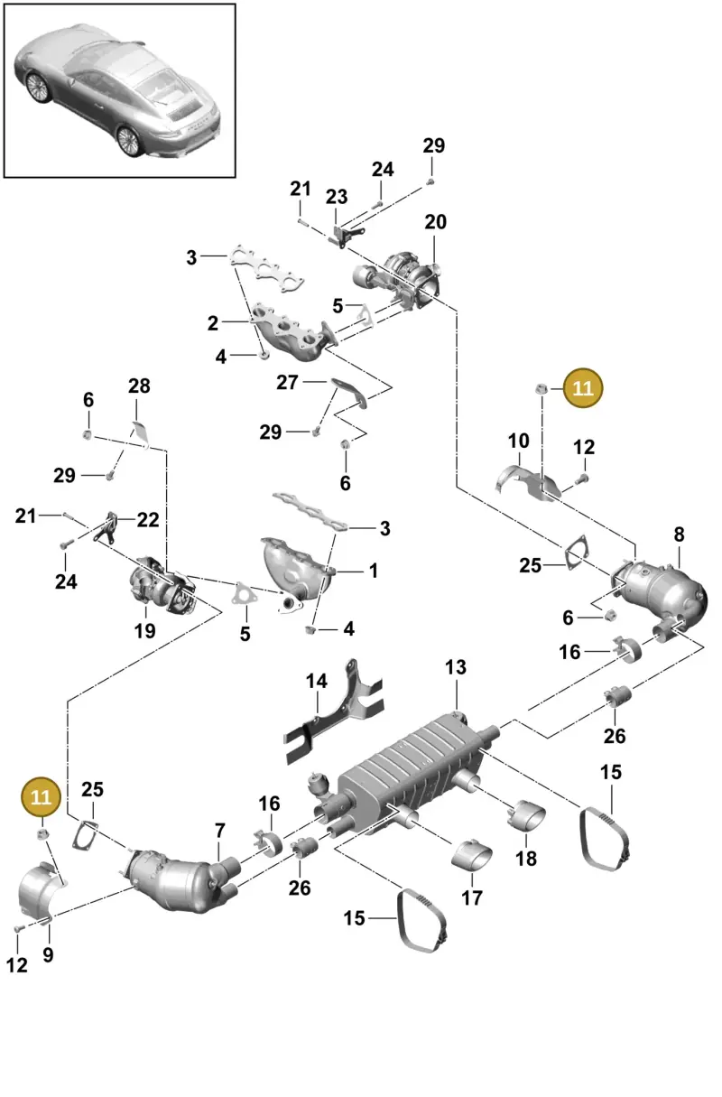 99908462901 — Porsche 911 (2016-2019) diagram p47202002, position 11