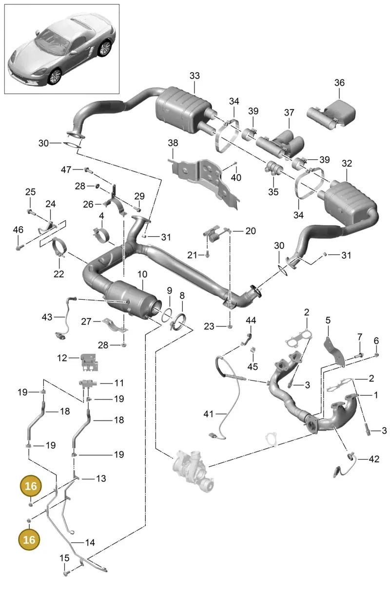 99908462901 — Porsche Boxster (2016-2019) diagram p48000001, position 16