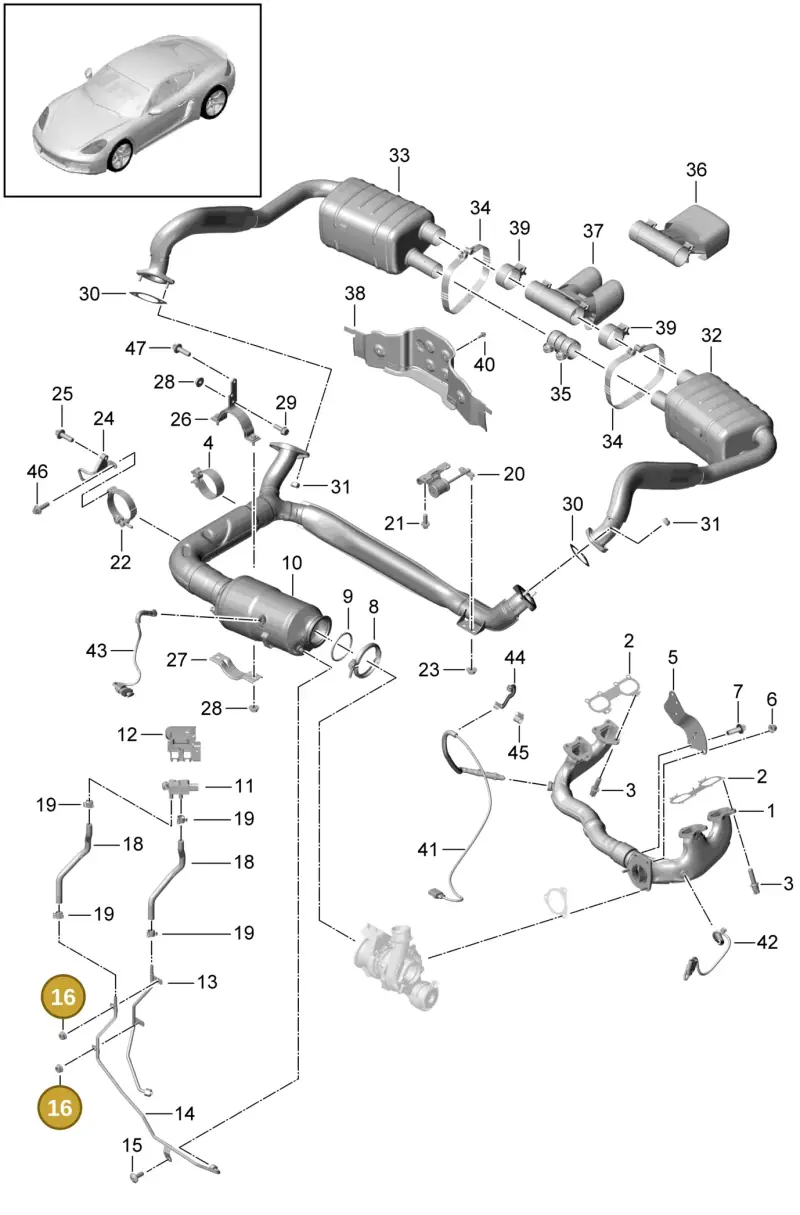 99908462901 — Porsche Cayman (2016-2019) diagram p50202002, position 16