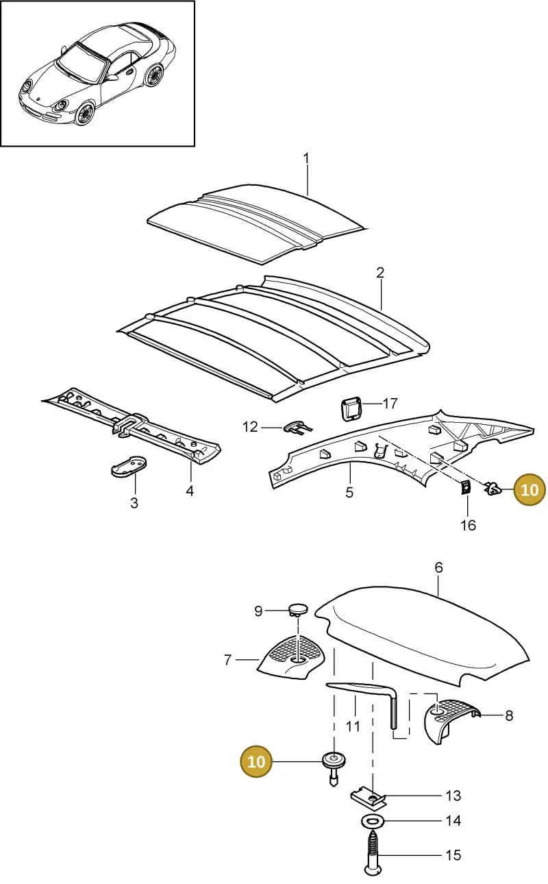 99950776440 — Porsche 911 Carrera (2008-2012) diagram p32811017, position 10