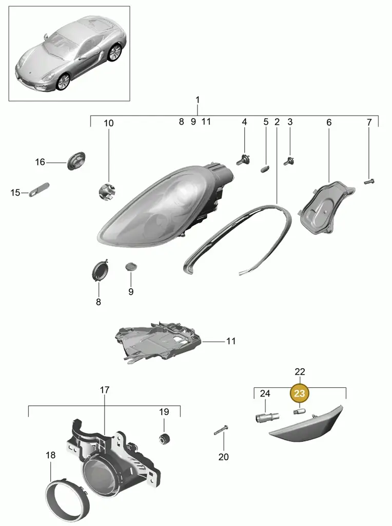 99963113890 — Porsche Cayman (2013-2016) diagram p40905000, position 23+26+30