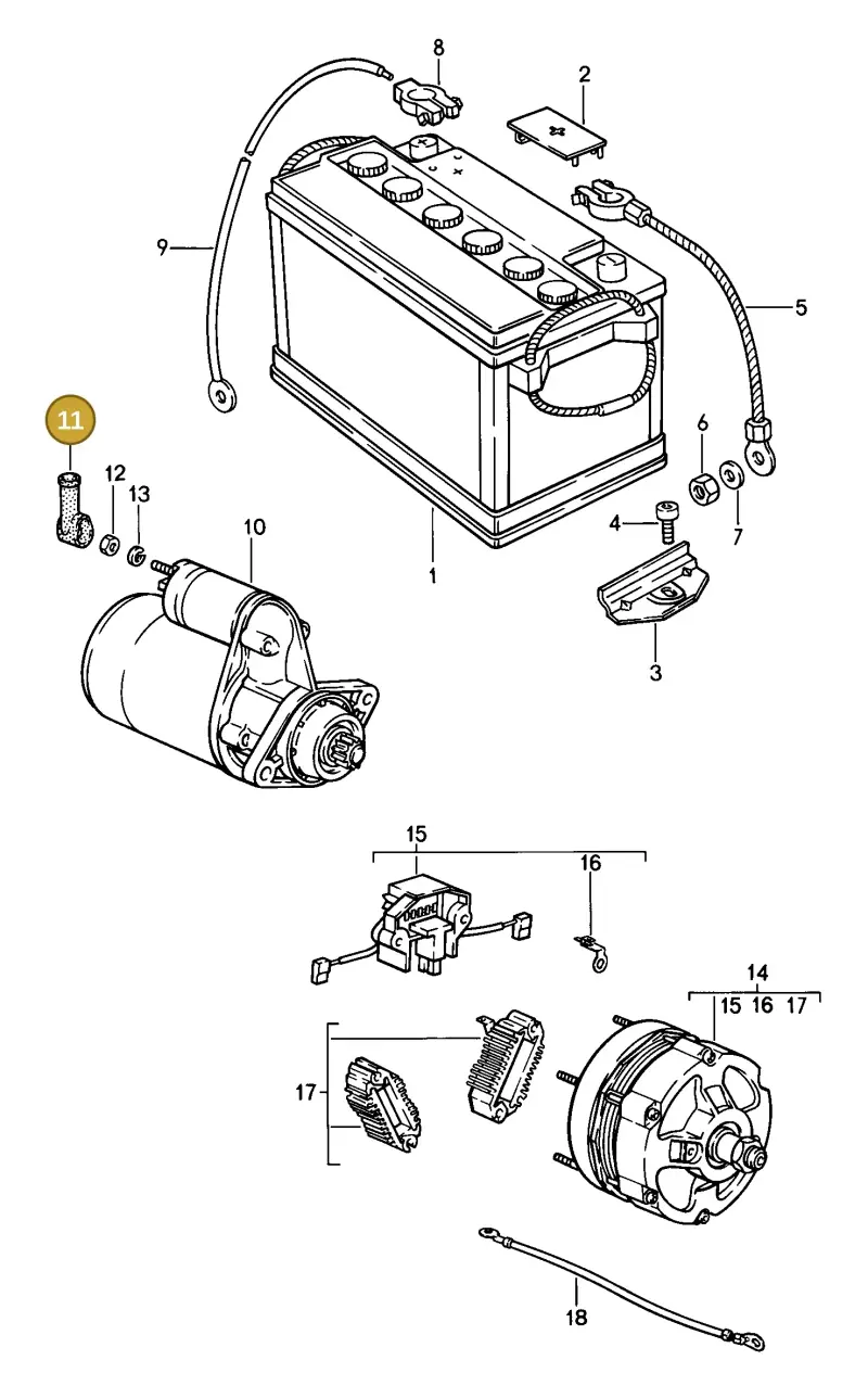 99965900650 — Porsche Carrera Cabrio (1986-1989) diagram p12902005, position 11