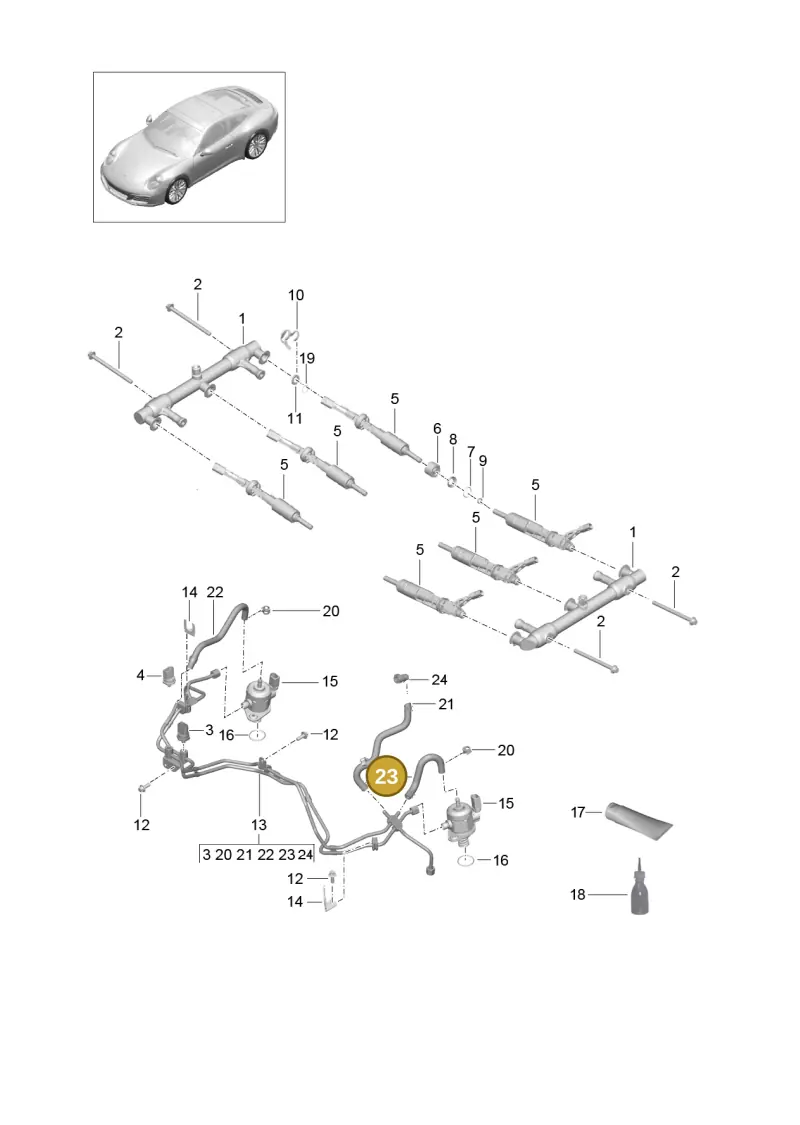 9A211055800 — Porsche 911 (2016-2019) diagram p47107000, position 23