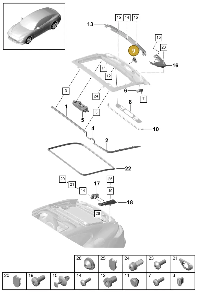 9A751226800 — Porsche Panamera (2016-2020) diagram p49803010, position 9
