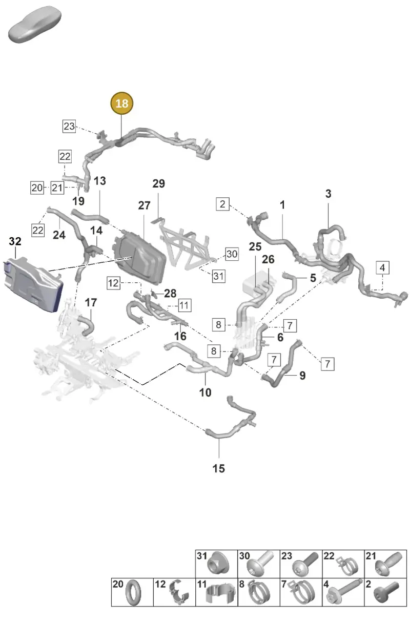9J1815552C — Porsche Taycan Sport Turismo (2019-2024) diagram p56155060, position 10+18
