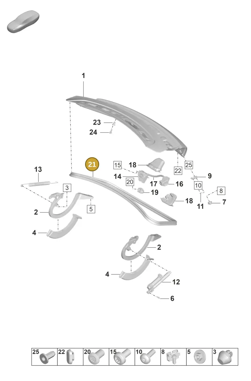 9J1827705AY — Porsche Taycan Sport Turismo (2019-2024) diagram p56803010, position 21