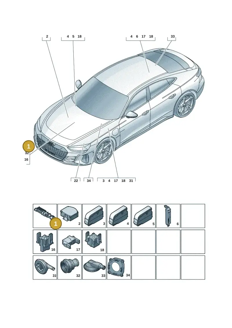 9J1937508 — Audi RS e-tron GT (2020-2025) diagram 4j1971810, position 1